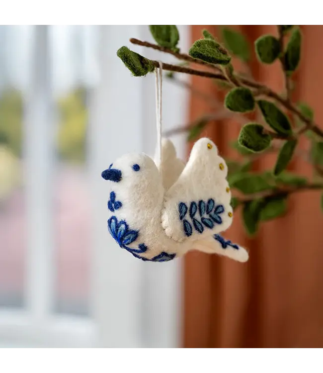 SJAAL MET VERHAAL  •• Hanger Vredesduif Delfts Blauw