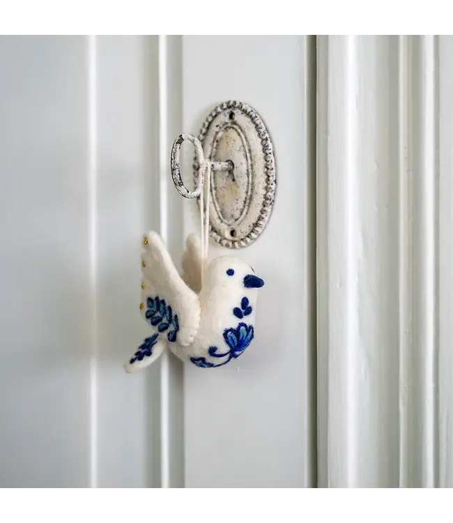 SJAAL MET VERHAAL  •• Hanger Vredesduif Delfts Blauw