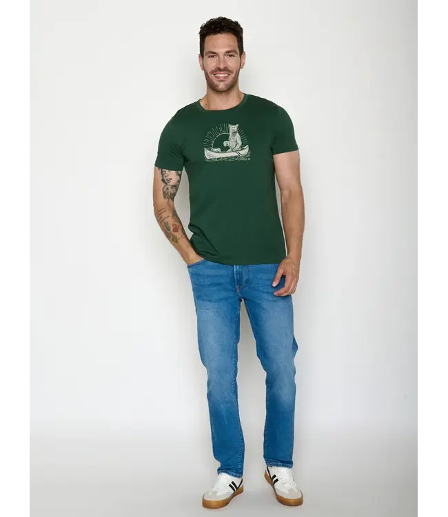 GREENBOMB •• T-shirt Bear Canoe Guide | Bottle Green