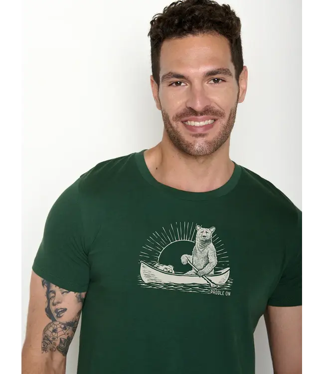 GREENBOMB •• T-shirt Bear Canoe Guide | Bottle Green