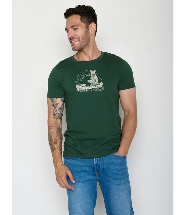 GREENBOMB •• T-shirt Bear Canoe Guide | Bottle Green