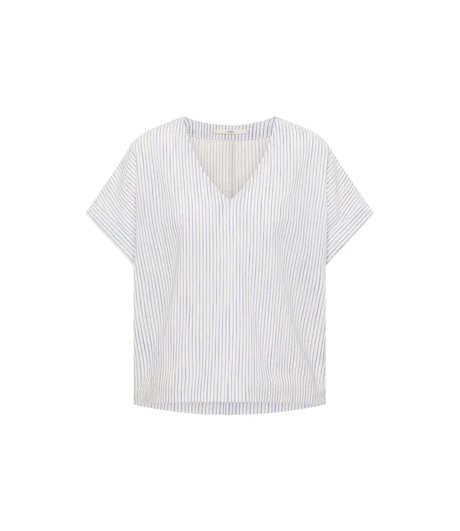 LANIUS •• Blouse shirt GOTS | White/ Light blue