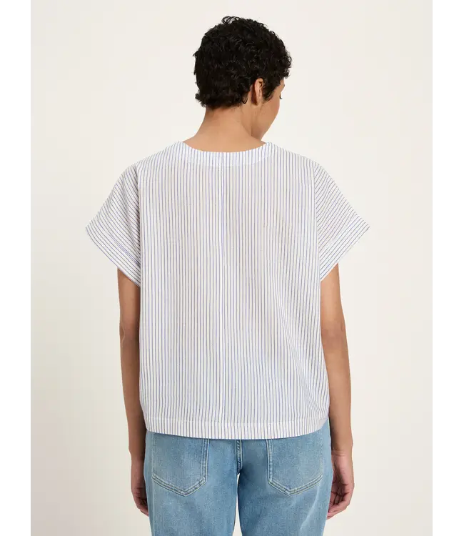 LANIUS •• Blouse shirt GOTS | White/ Light blue