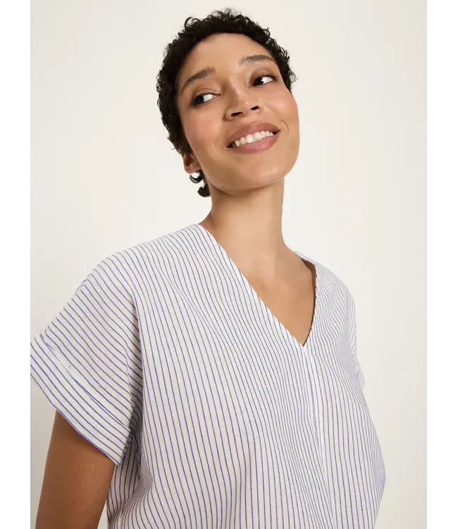 LANIUS •• Blouse shirt GOTS | White/ Light blue