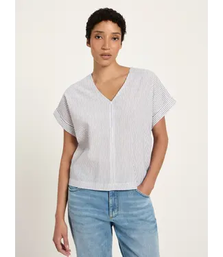 LANIUS •• Gestreepte Blouse shirt | White/ Light blue