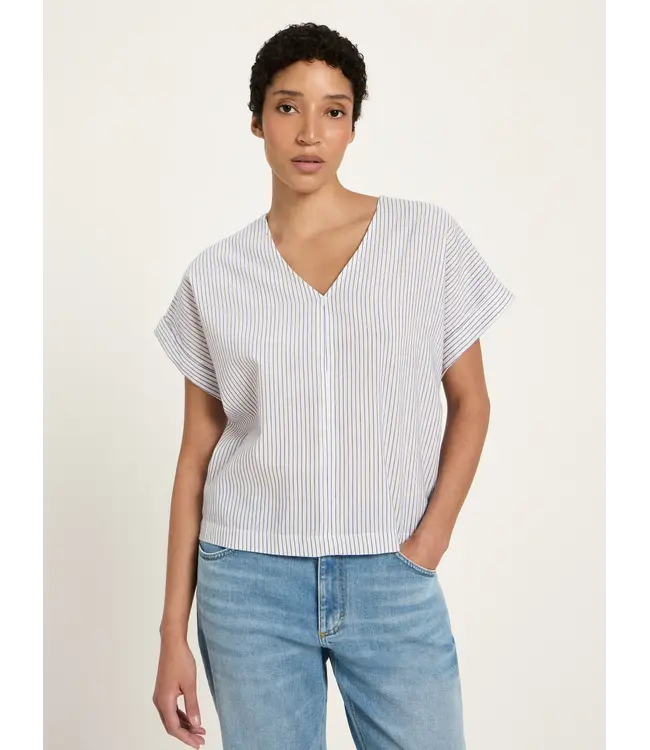LANIUS •• Gestreepte Blouse shirt | White/ Light blue