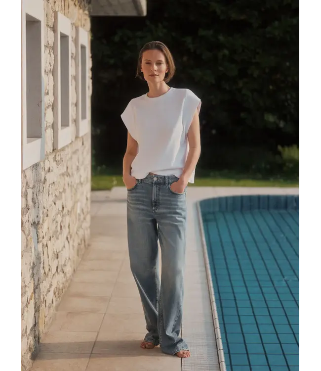 LANIUS •• Short sleeve sweatshirt GOTS | White