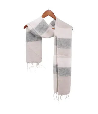 SJAAL MET VERHAAL  •• Kleine sjaal Creme Grijs