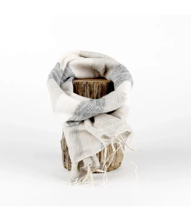 SJAAL MET VERHAAL  •• Kleine sjaal Creme Grijs