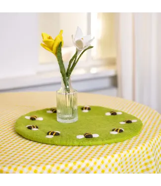 SJAAL MET VERHAAL  •• Onderzetter 35 cm Groen met Bijtjes