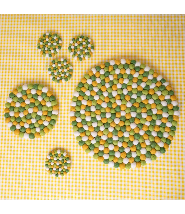 SJAAL MET VERHAAL  •• Onderzetters rond | Groen-Geel