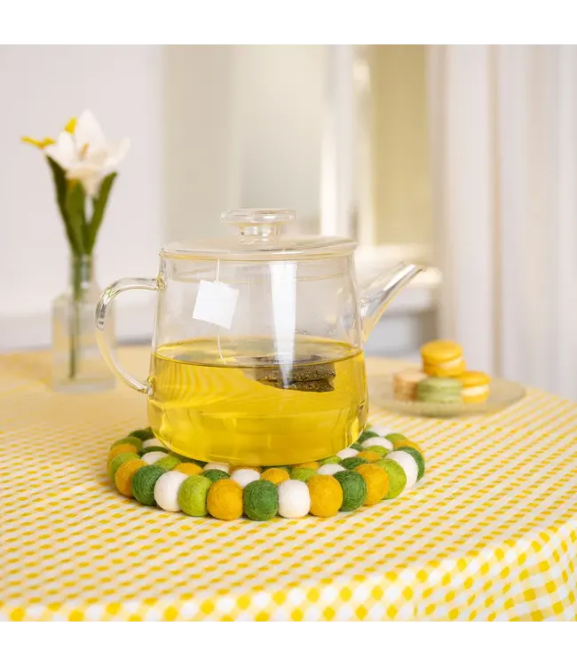 SJAAL MET VERHAAL  •• Onderzetters rond | Groen-Geel