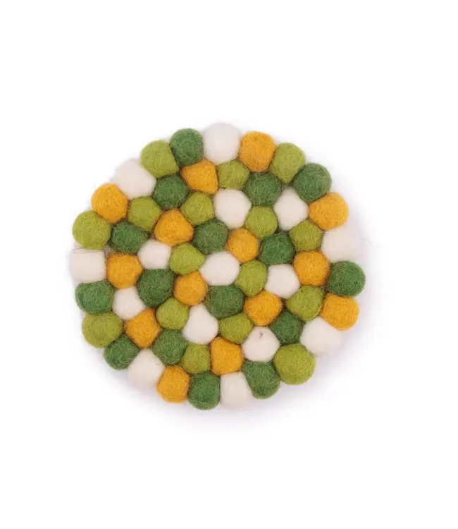 SJAAL MET VERHAAL  •• Onderzetters rond | Groen-Geel