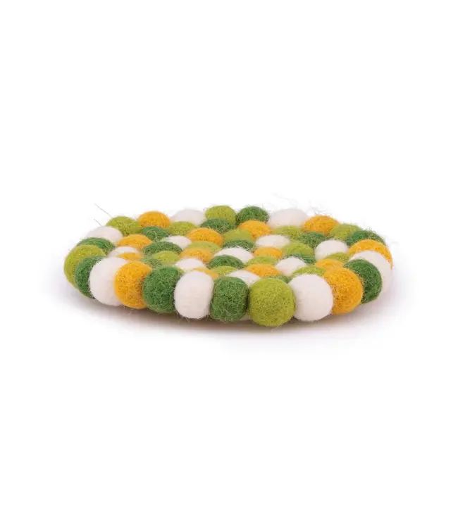 SJAAL MET VERHAAL  •• Onderzetters rond | Groen-Geel