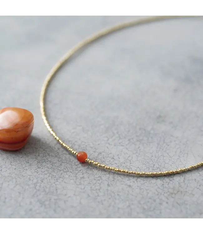 A BEAUTIFUL STORY •• Flora Carnelian Ketting Verguld Goud