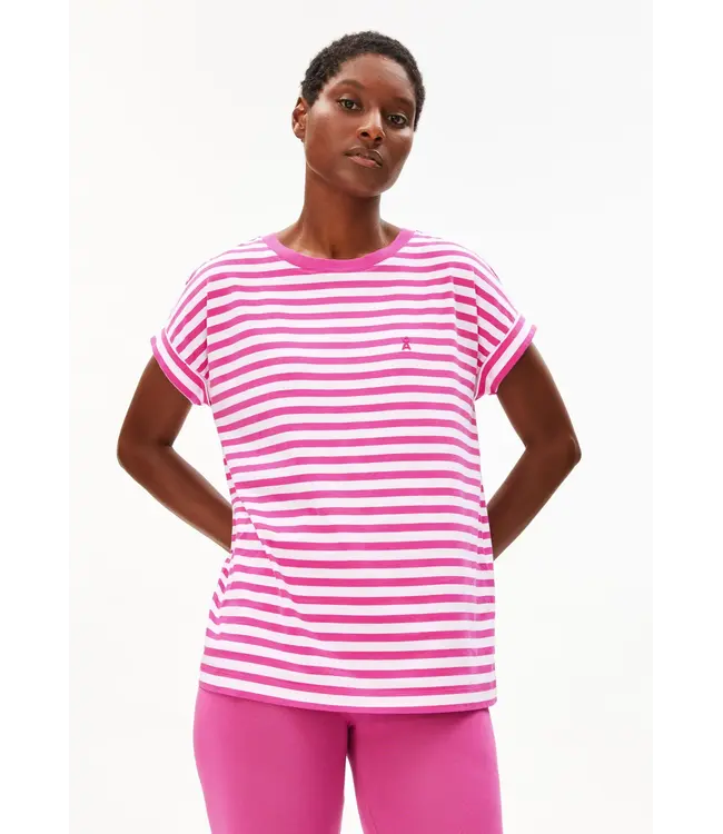 ARMEDANGELS •• Shirt  IDAARA STRIPES | white - very berry
