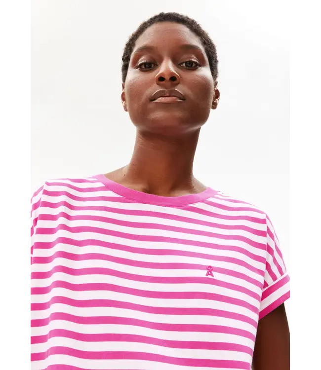 ARMEDANGELS •• Shirt  IDAARA STRIPES | white - very berry