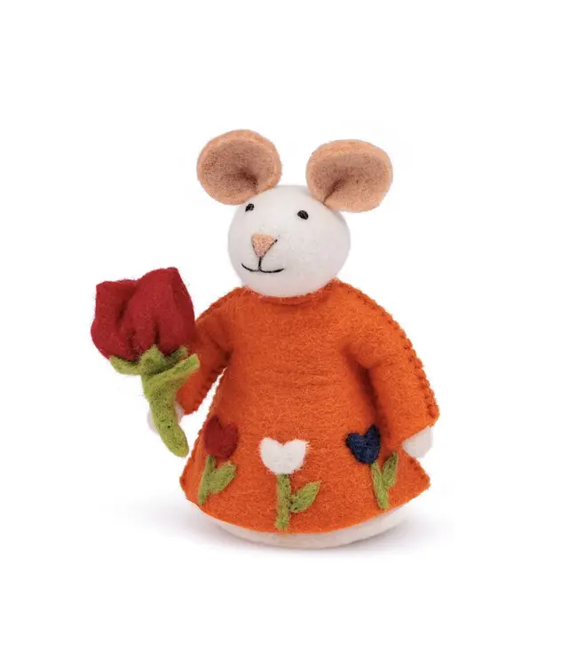 SJAAL MET VERHAAL  •• Decoratie Muis met Tulp Holland