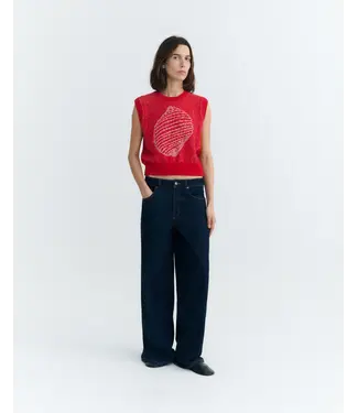 THINKING MU •• Aria Shell Knitted Vest | Red