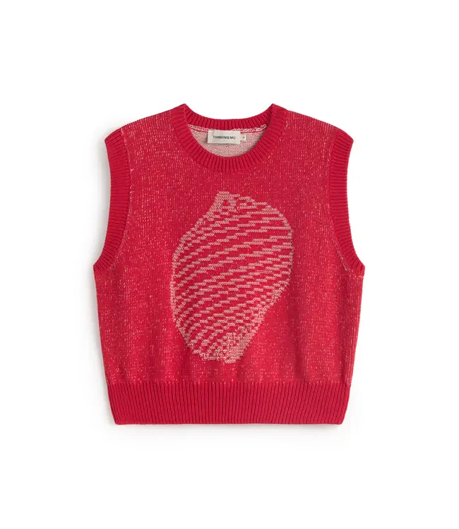THINKING MU •• Aria Shell Knitted Vest | Red