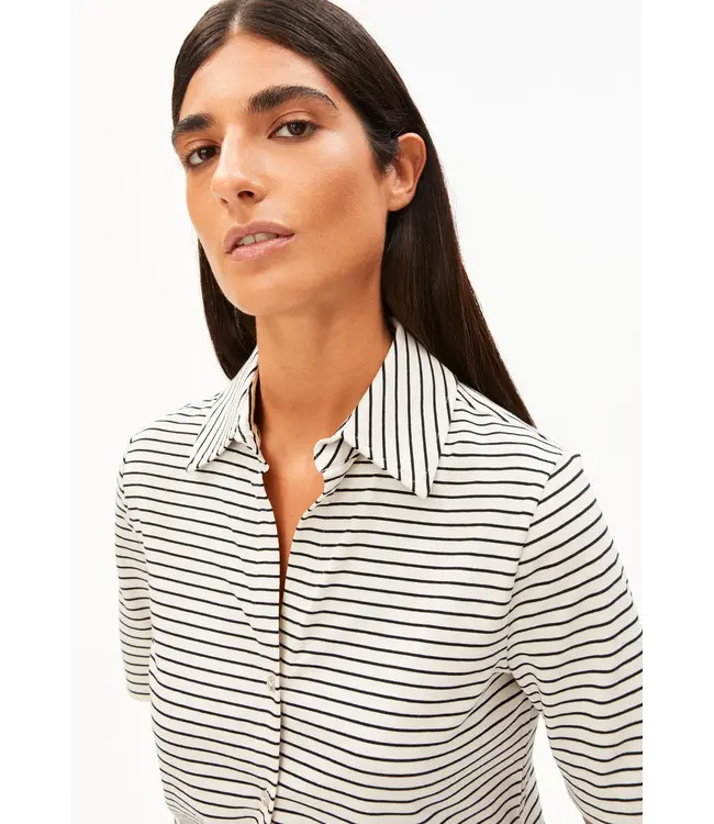ARMEDANGELS •• nalitaa stripe blouse | oatmilk-black