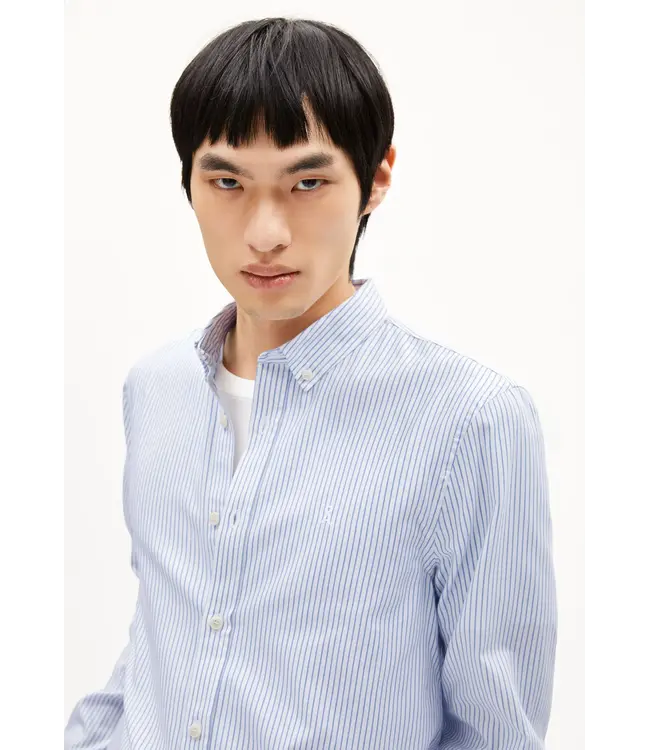ARMEDANGELS •• quaasa stripe longsleeve shirt | white-dark morning