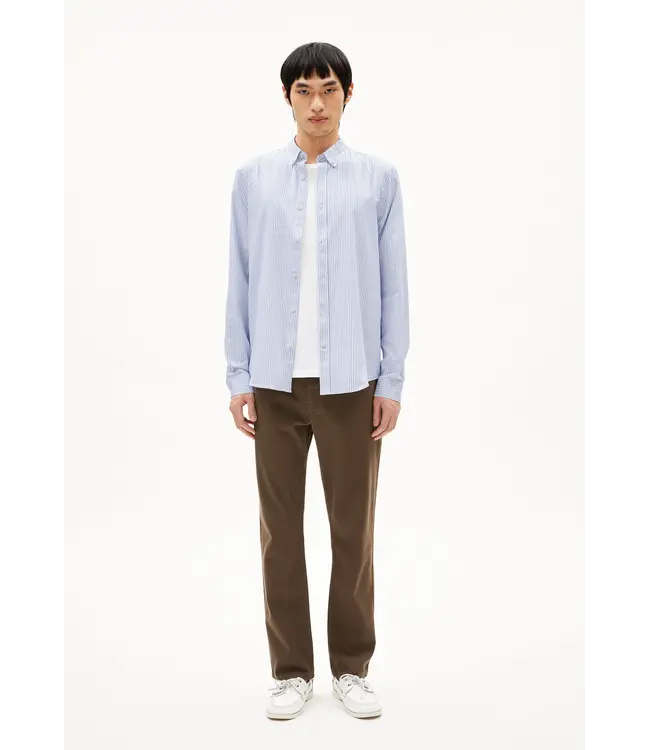ARMEDANGELS •• quaasa stripe longsleeve shirt | white-dark morning