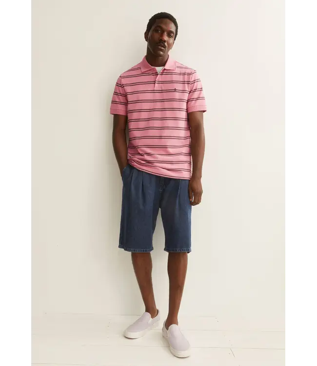 ARMEDANGELS •• striped polo t-shirt | washed berry-granit