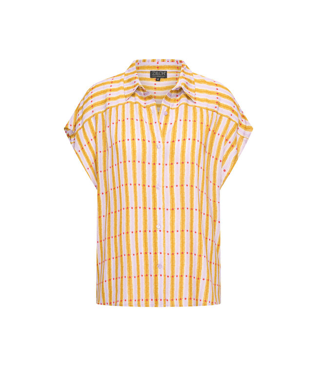 ZILCH •• Blouse short sleeve | Stripes and dots lilac