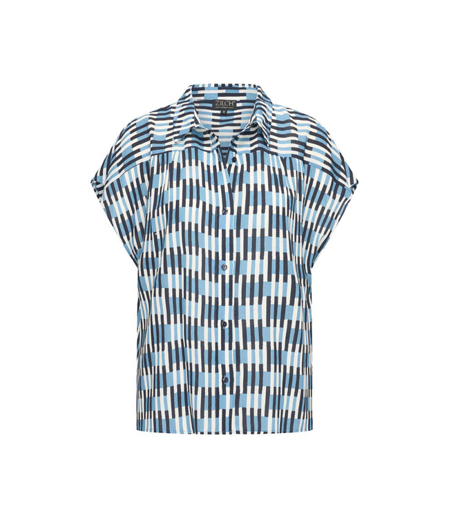 ZILCH •• Blouse short sleeve | Check navy