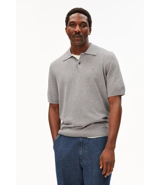 ARMEDANGELS •• Gebreide polo met korte mouw | Silver Melange