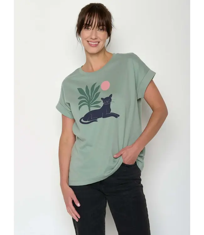 GREENBOMB •• Panther leaves loony t-shirt | Pale green