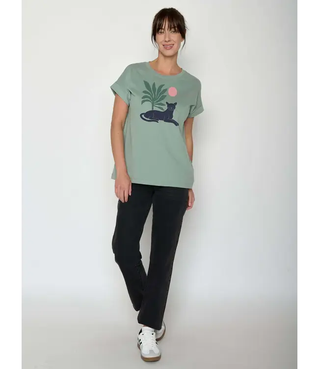 GREENBOMB •• Panther leaves loony t-shirt | Pale green