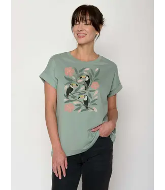 GREENBOMB •• Tucan flower loony t-shirt | Pale green