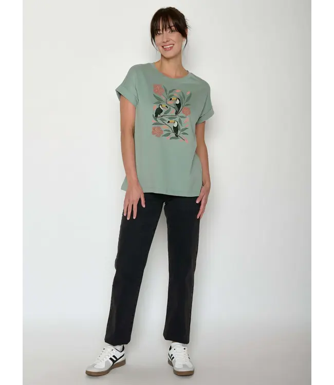 GREENBOMB •• Tucan flower loony t-shirt | Pale green
