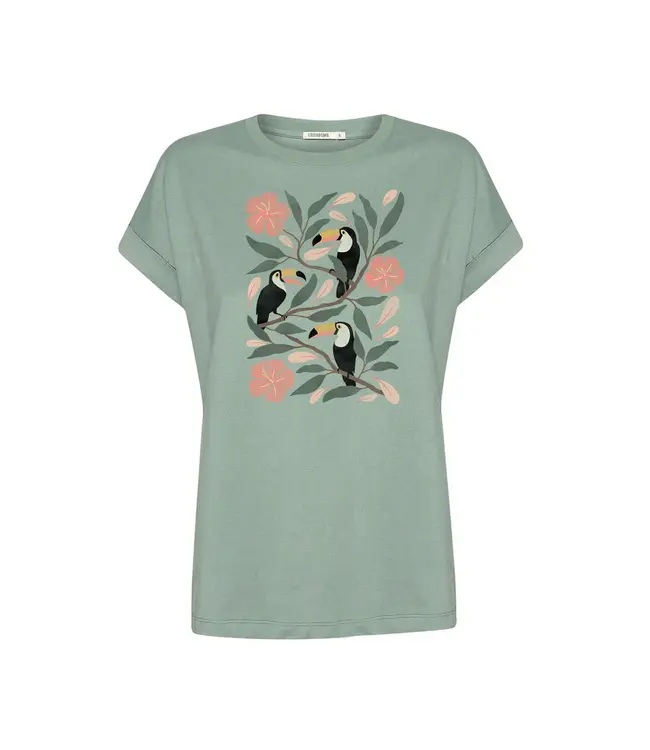 GREENBOMB •• Tucan flower loony t-shirt | Pale green