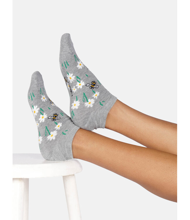 THOUGHT  •• Dames sokken Bee bamboo trainer | Grey marl