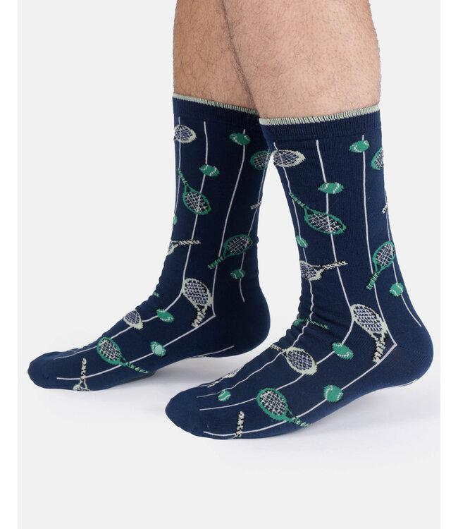 THOUGHT  •• Heren sokken Tennis bamboo crew | Midnight blue