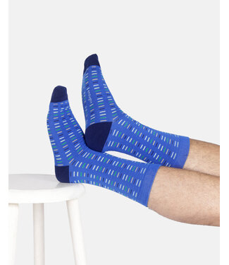 THOUGHT  •• Heren sokken Geo spot dash bamboo crew | Cobalt blue