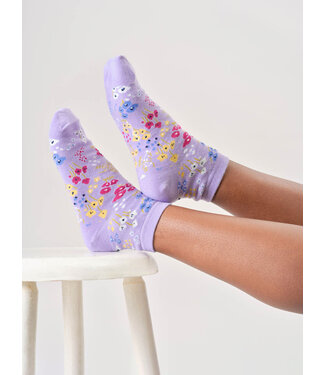 THOUGHT  •• Dames sokken Floral bamboo ankle | Lavender purple
