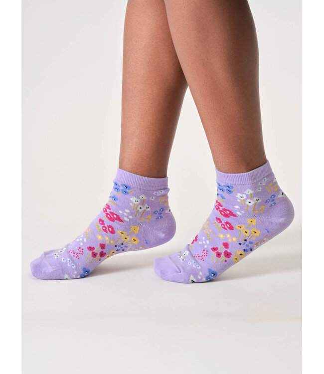 THOUGHT  •• Dames sokken Floral bamboo ankle | Lavender purple