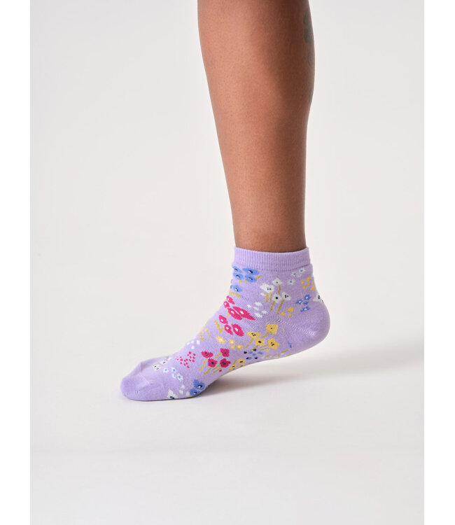 THOUGHT  •• Dames sokken Floral bamboo ankle | Lavender purple