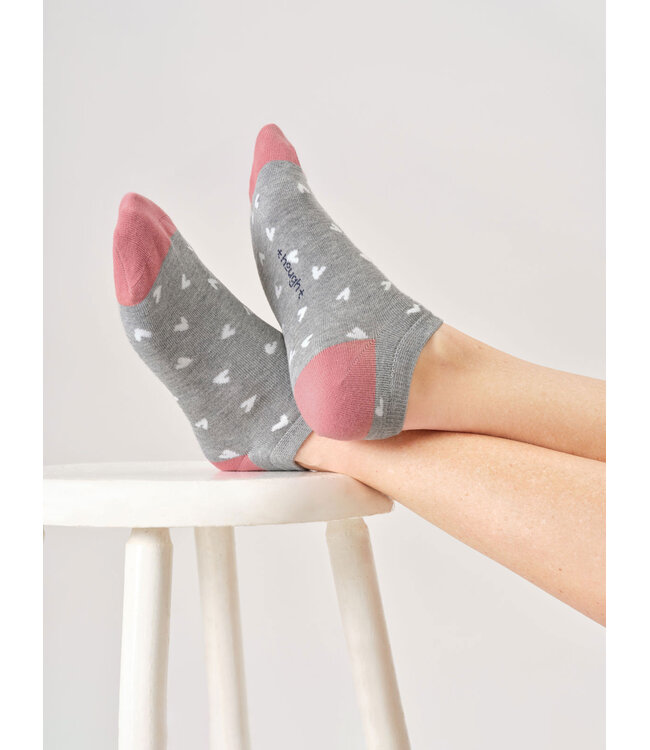 THOUGHT  •• Dames sokken Ditsy heart bamboo trainer | Grey marl