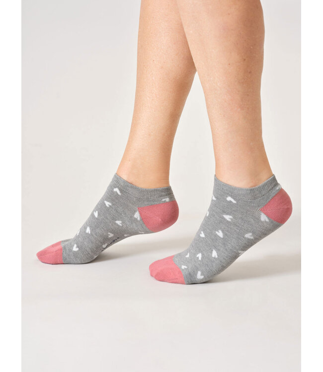 THOUGHT  •• Dames sokken Ditsy heart bamboo trainer | Grey marl