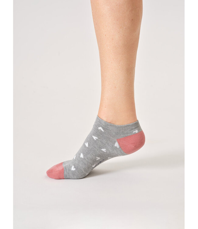 THOUGHT  •• Dames sokken Ditsy heart bamboo trainer | Grey marl