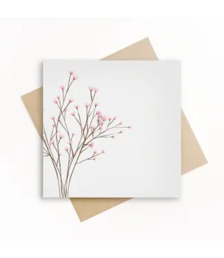 GRAFIQUELIEN •• Wenskaart roze bloesem takken