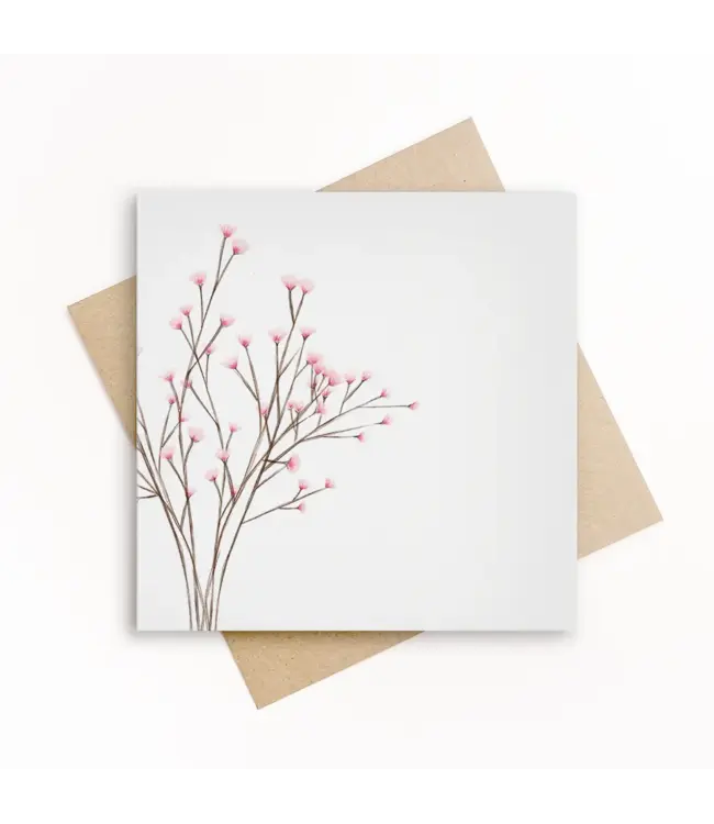 GRAFIQUELIEN •• Wenskaart roze bloesem takken