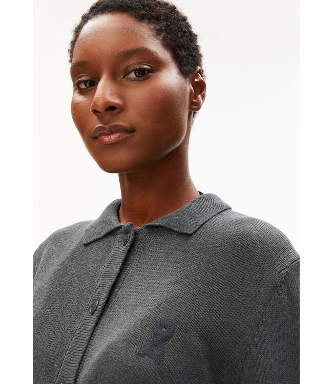 ARMEDANGELS •• Linen blend knit cardigan | Space steel