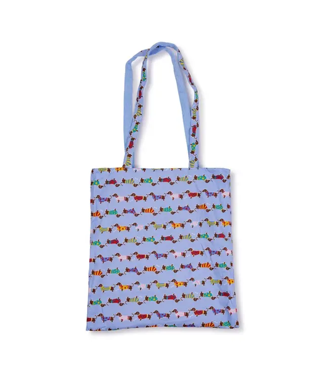 SJAAL MET VERHAAL  •• Totebag Teckel | Lichtblauw & Zwart