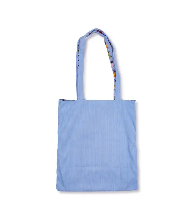 SJAAL MET VERHAAL  •• Totebag Teckel | Lichtblauw & Zwart